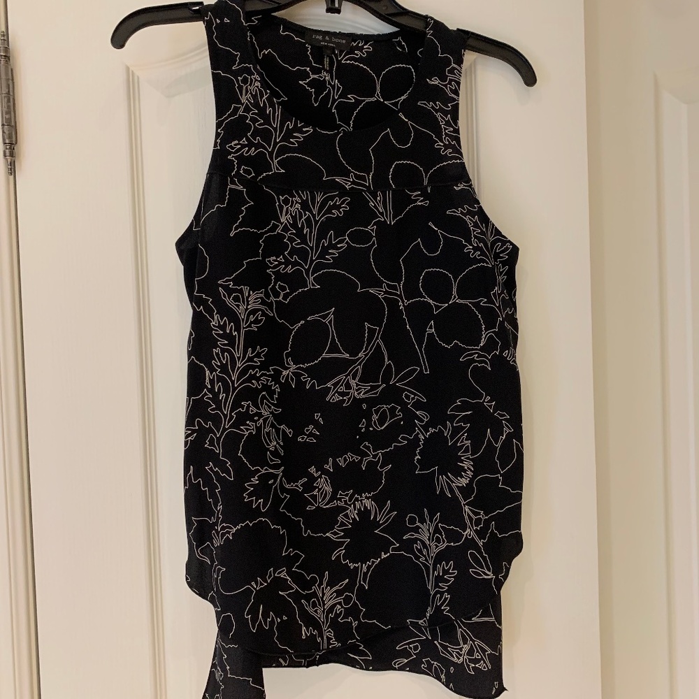 Rag and Bone Extra Small Black Silk Sleeveless Top